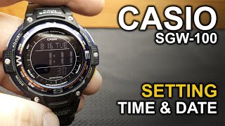 Casio SGW100  Setting Time and Date Tutorial [upl. by Julie]