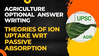 Theories of Ion Uptake wrt Passive Absorption  Agriculture Optional Answer Writing Practice  UPSC [upl. by Sells]