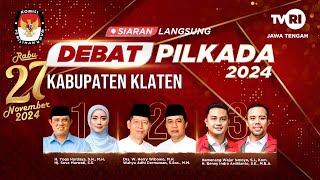 Siaran Langsung Debat Pilkada 2024 KPU Kabupaten Klaten 27 Oktober 2024 Live Streaming TVRI Jateng [upl. by Frolick168]