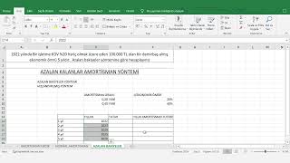 AZALAN KALANLAR AMORTİSMAN HESAPLAMA NASIL YAPILIR [upl. by Rehsu288]
