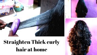 Straight Thick Curly hair using Philips hair straightener Hp 831800  kerashine [upl. by Stclair]