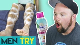 Men Try Nair  Hair Removal Spray Depilatory Cream [upl. by Yewed968]