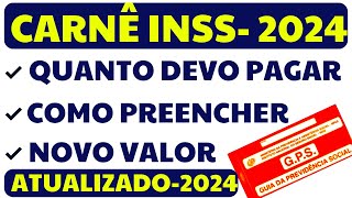 NOVOS VALORES DO CARNÊ DO INSS 2024  CONTRIBUIÇÃO AUTÔNOMO FACULTATIVO BAIXA RENDA 20 11 5 [upl. by Tnarb]