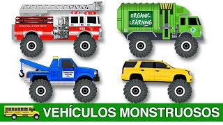 Aprendan con Vehículos Monstruosos Para Niños  Aprendan Camiones Monstruos Carros Vehículos y Más [upl. by Neirrad]