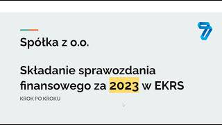 SPRAWOZDANIE FINANSOWE  instrukcja składania krok po kroku  SPÓŁKA Z OO 2024 [upl. by Ahsad509]