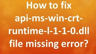 how to fix apimswincrtruntimel110dll missing error [upl. by Mcclimans]