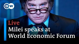 Live Javier Milei Pedro Sanchez Emmanuel Macron speeches at World Economic Forum 2024  DW News [upl. by Nnail]