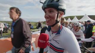 Pfeiffer Georgi  Interview at the finish  European Continental Championships 2023 [upl. by Enilorak]