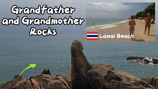 🇹🇭 4K Lamai Beach Grandfather and Grandmother Rocks Koh Samui Thailand [upl. by Eirret920]