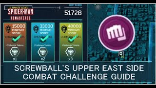 Screwball Upper East Side Combat Challenge Tokens Guide 1  Spider Man Remastered [upl. by Araccot988]