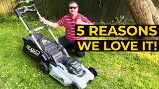 5 Reasons we LOVE our Ego Lawnmower LM2156SP Review [upl. by Joung]