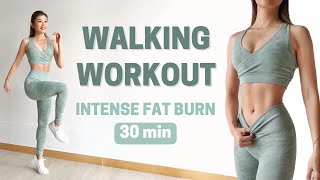 30 MIN WALKING CARDIO WORKOUT  Intense Full Body Fat Burn at Home  Emi [upl. by Phyllis]