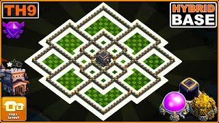 NEW BEST TH9 Base 2023 with COPY LINK  COC Town Hall 9 HybridTrophy Base Design [upl. by Vasti982]