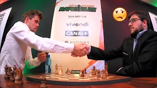 MAGNUS VS MAXIME VACHIERLAGRAVE  SuperUnited Rapid amp Blitz [upl. by Aranahs119]