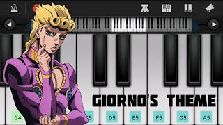 Giornos Theme  JoJos Bizarre Adventure  Piano Tutorial  Perfect Piano  Basic Piano [upl. by Akcemat]