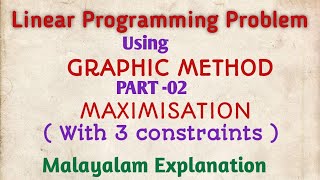 LPP using Graphic method PART 02  Maximisation With 3 Constraints Malayalam Explanation [upl. by Niela]