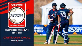 🔴 Dream11 European Cricket Championship 2023  Championship Week  Day 1  T10 European Cricket [upl. by Gnues]