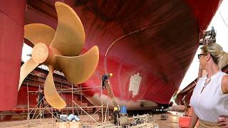 Making of SHIP PROPELLER🚤Manufacturing 2024 Production Giant propellers⚓Factory How its built [upl. by Nekcerb]