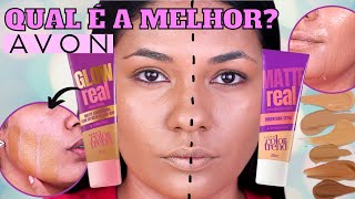 TESTEI A NOVA BASE DA AVON GLOW REAL X MATTE REAL  QUAL É A MELHOR BASE [upl. by Ban]