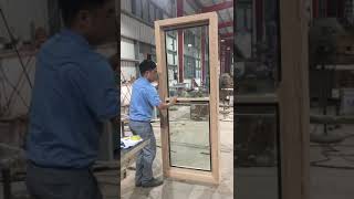 KDSBuilding Aluminum double hung window in wood color [upl. by Airdnala]