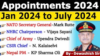 Appointment 2024 Current Affairs  New appointment Current Affair 2024  Important Appointments 2024 [upl. by Danika]