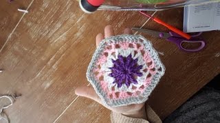 Sechseck mit Rad Granny Square Anleitung deutsch häkeln [upl. by Regen]