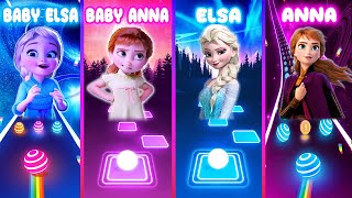 Baby Elsa And Anna VS Frozen Elsa And Anna  Tiles Hop And Dancing Road [upl. by Amelia]