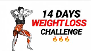 14 Days Weight Loss Challenge at Home No Equipment  Burn Fat Fast [upl. by Qulllon]