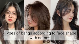 Types of hair bangs according to face shape with namesTHE TRENDY GIRL [upl. by Onil944]