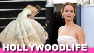 Oscars 2013 Jennifer Lawrence Falls Accepting Oscar For Best Actress [upl. by Colton630]