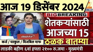 शेतकऱ्यांसाठी आज १६ डिसेंबर २०२४ झटपट ठळक बातम्या  पिक विमा मोठी बातमी कापूस कांदा Headlines News [upl. by Nyladnar]