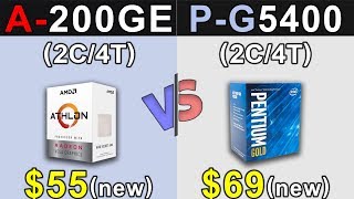 Athlon 200GE Vs G5400  New Games Benchmarks [upl. by Yeldnarb]