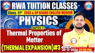 Class 11 Physics Chapter 11 Thermal Properties of Matter  Thermal Expansion  11th Physics By RWA [upl. by Kevina333]