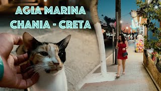 Evening Walking Tour in Agia Marina Chania Creta 4K [upl. by Tessie]