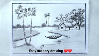 scenery drawing pencil shading easy❤️Gramer drisso arthow to draw nature with pencil step by step [upl. by Latif246]