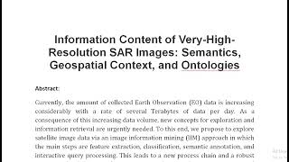 Information Content of Very High Resolution SAR Images Semantics Geospatial Context and Ontologies [upl. by Lias]