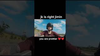 why dont you accept that you are prettiest 😍😍😍💓💓 jimin jk btsshorts bts [upl. by Brennen]