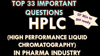 HPLC in Pharmaceutical industry High performance liquid chromatography Interview Question amp answers [upl. by Tuckie]