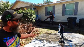 Power washing this FILTHY DRIVEWAY ended up being a COMPLETE yard CLEAN UP [upl. by Aihcela]