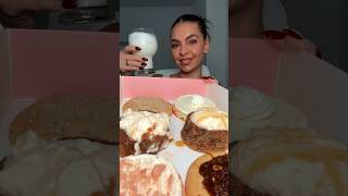 TASTING  RATING CRUMBL COOKIES IN 1 MINUTE  🤭💗🍪 crumblreview foodasmr cookiesandmilk [upl. by Ocirderf]