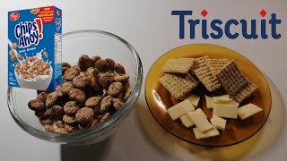 CHIPS AHOY CEREAL amp TRISCUITS WITH HAVARTI CHEESE ASMR MUKBANG [upl. by Nabal]