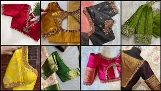 Latest Beautiful Blouse Design For SareeLatest Silk Saree Blouse Design Neck and Sleeves [upl. by Tristis]