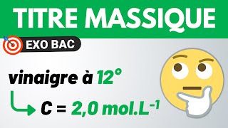 TITRE MASSIQUE et CONCENTRATION 🎯 Exercice BAC  Terminale spécialité Chimie [upl. by Adal]