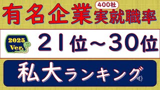 2025Ver 有名企業400社実就職率、21位～30位、私大ランキング [upl. by Mapes57]