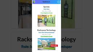 Sprinto Rackspace Technology hiring 🤯 jobupdates jobposts jobs trending shorts  SeaDeskin [upl. by Gambell]