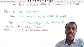 Lattice Theory 26 Distributive lattice and Ring of Sets [upl. by Ruffi]