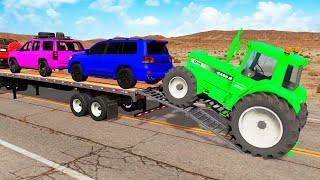 Flatbed Truck Mcqueen  Transportation with Truck  Pothole vs Car 32  BeamNGDrive [upl. by Yentruocal673]