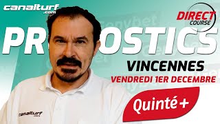 Pronostic QUINTE et des courses PMU du Vendredi 1 décembre 2023  En partenariat avec GenybetTurf [upl. by Simah]