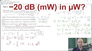 EMC Task 1 c How to convert a power level of −20 dB mW into a power in µW [upl. by Atekihc]