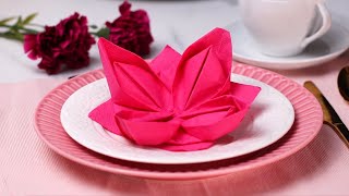 How to fold a FLOWER NAPKIN [upl. by Esidarap]